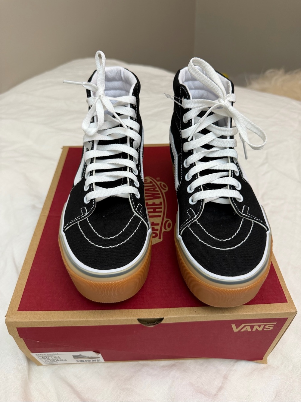 Vans Black & White High-Top Checkerboard Accent Platform Sneakers - Picture 2 of 9